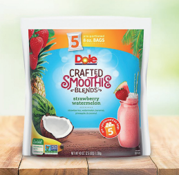 都樂通過EMERALD印制的都樂沙冰混合物DOLE CRAFTED SMOOTHIE BLEND,獲得了軟包裝協會可持續發展2019年銀獎。 (圖片由FPA提供)